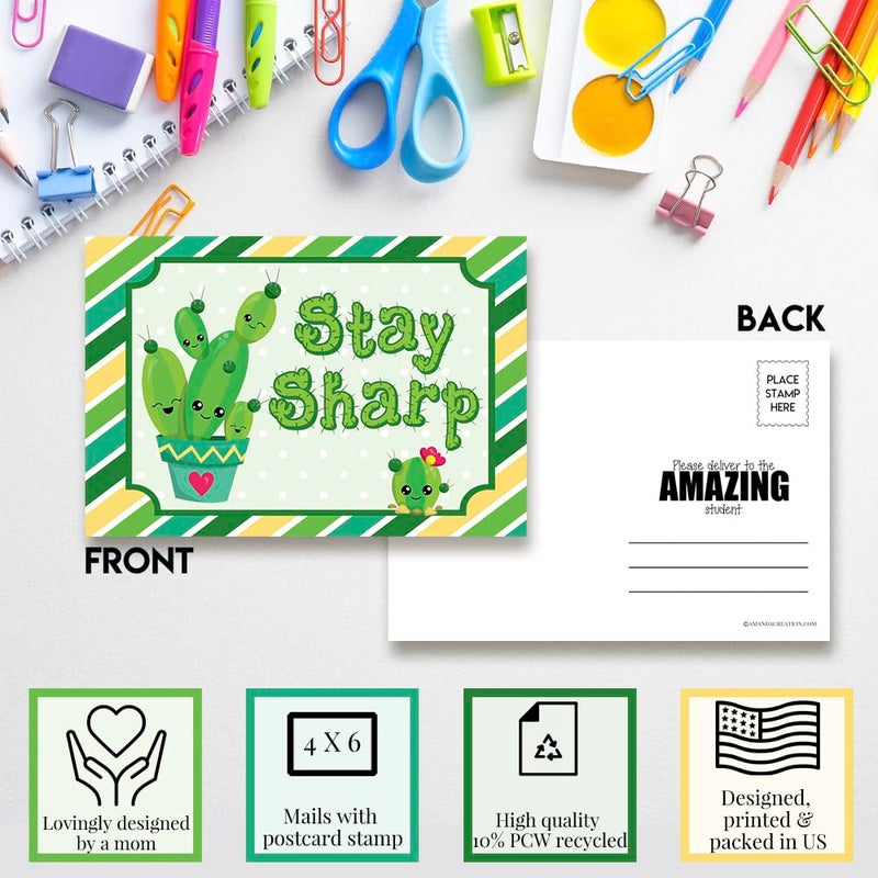 Amanda Creation Thinking of You School Themed Blank Postcards For Teachers To Send To Students, Total of 30 4"x6" Fill In Notecards (5 of each design) by AmandaCreationâ€¦ - Image 4